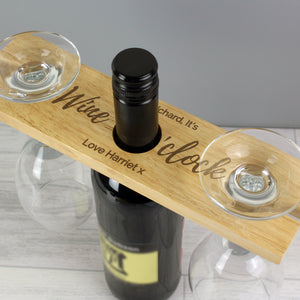 Personalised 'Wine O'clock' Wine Glass & Bottle Butler