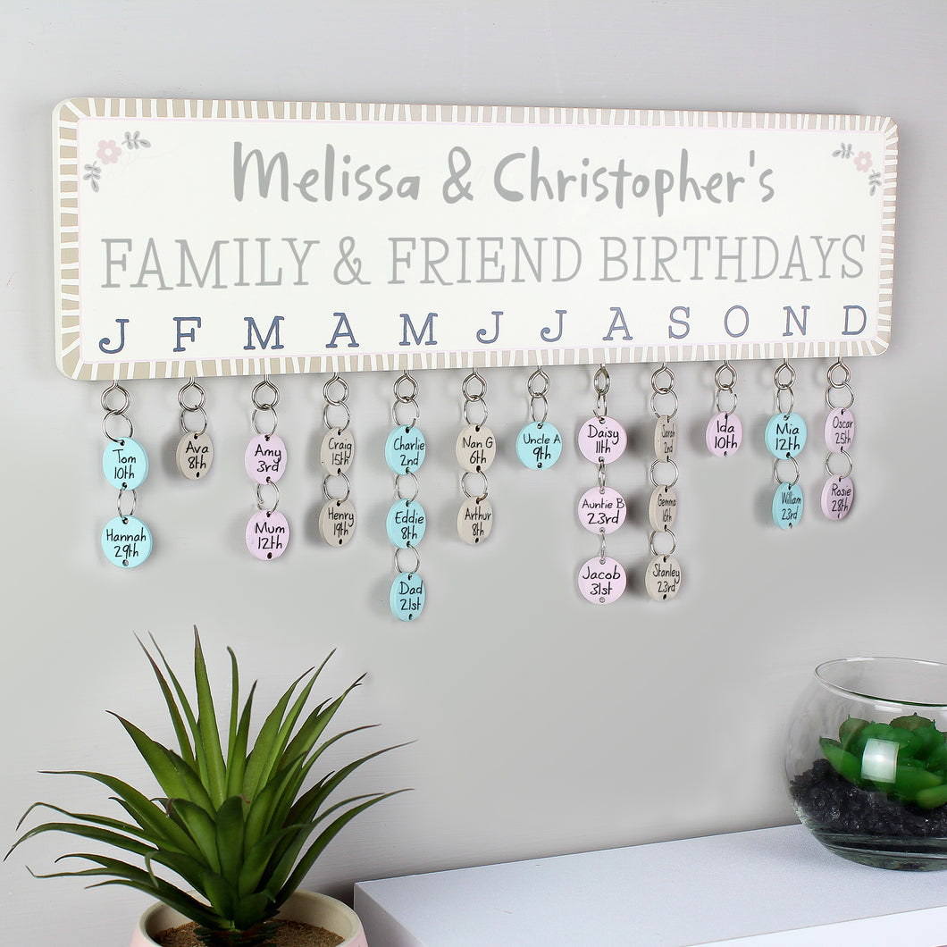 Personalised Birthday Planner Plaque with Customisable Discs