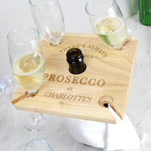 Load image into Gallery viewer, Personalised Prosecco Four Wine Glass Holder &amp; Bottle Butler