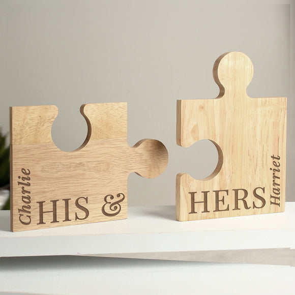 Personalised His & Hers Jigsaw Coasters