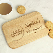 Load image into Gallery viewer, Personalised Heart Design Wooden Coaster Tray
