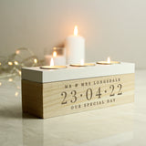 Personalised Large Date Triple Tea Light Box