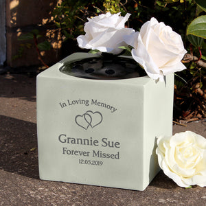 Personalised Floating Hearts Memorial Vase