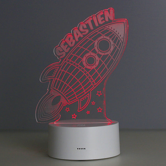 Personalised Rocket LED Colour Changing Wireframe Night Light