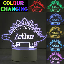Load image into Gallery viewer, Personalised Dinosaur LED Colour Changing Night Light