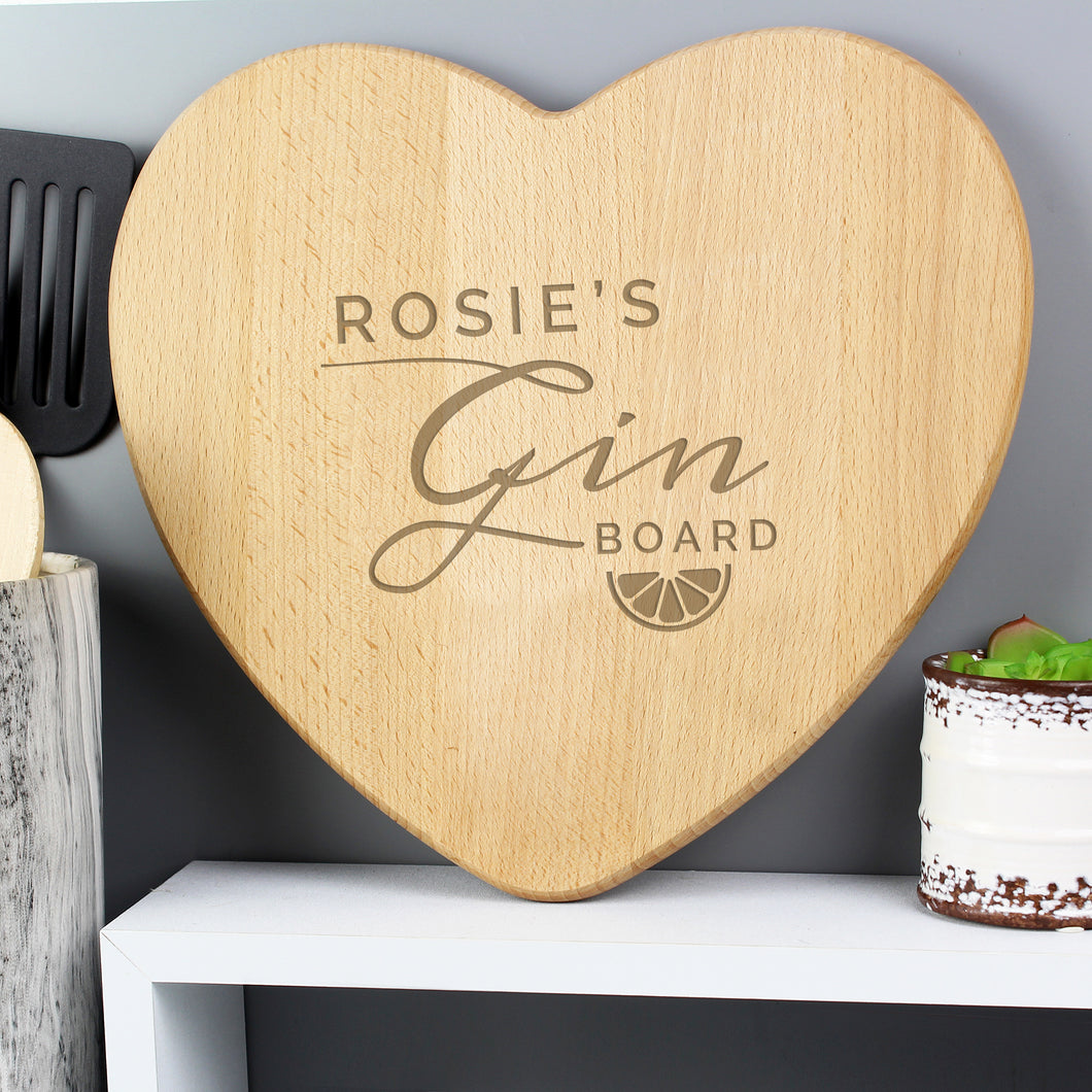 Personalised Gin Heart Chopping Board
