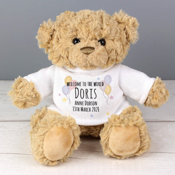 Personalised Balloon Teddy Bear