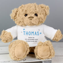 Load image into Gallery viewer, Personalised Blue Name &amp; Message Teddy Bear