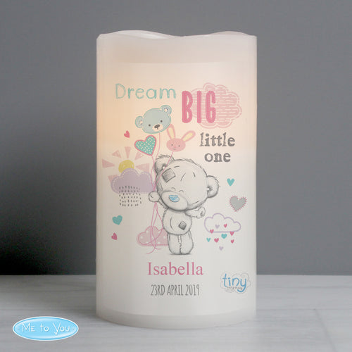 Personalised Tiny Tatty Teddy Dream Big Pink Nightlight LED Candle