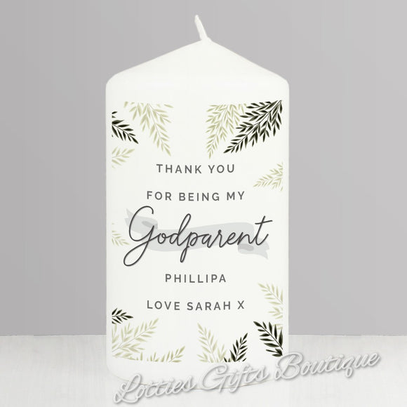 Personalised Godparent Pillar Candle