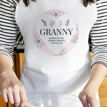 Load image into Gallery viewer, Personalised Free Text Floral White Apron