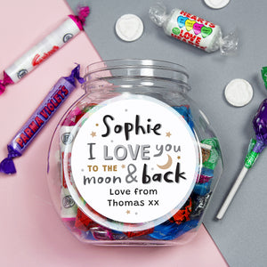 Personalised To the Moon and Back Sweet Jar