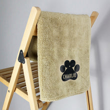 Load image into Gallery viewer, Personalised Paw Print Brown Microfiber Pet Towel