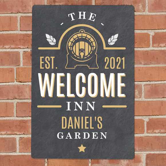 Personalised The Welcome Inn Metal Sign