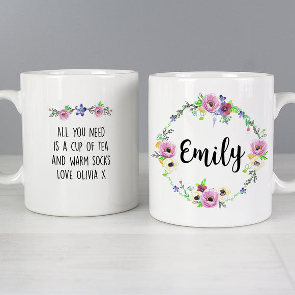 Personalised Floral Mug