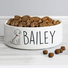 Load image into Gallery viewer, Personalised Scribble Dog 14cm Medium Pet Bowl