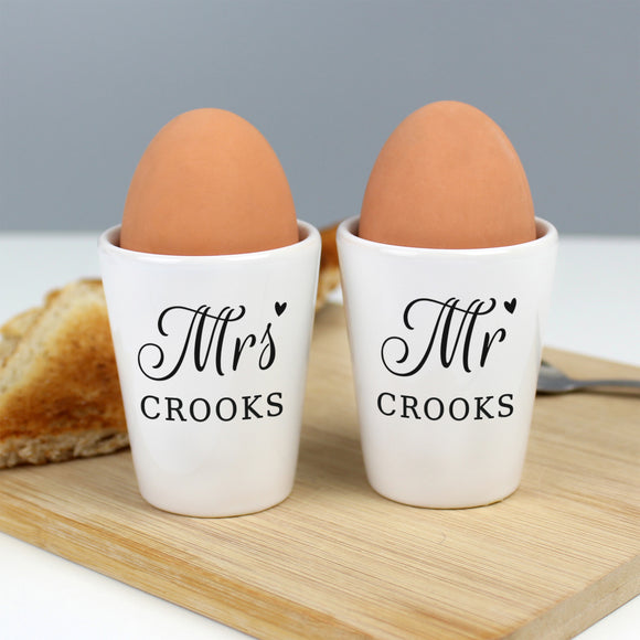 Personalised Mr & Mrs Egg Cups