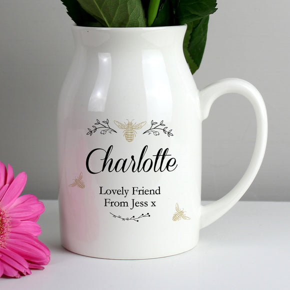 Personalised Floral Bee Flower Jug