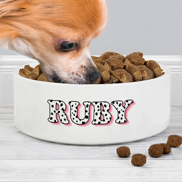 Personalised Spots Name 14cm Medium Pet Bowl