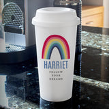 Personalised Rainbow Insulated Eco Travel Cup