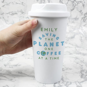 Personalised 'Saving the Planet' Double Walled Travel Mug