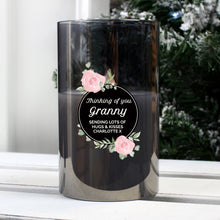 Load image into Gallery viewer, Personalised Floral Smoked Glass LED Candle