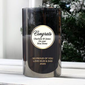 Personalised Opulent Smoked Glass LED Candle