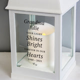 Personalised 'Your Light Shines Bright' White Lantern