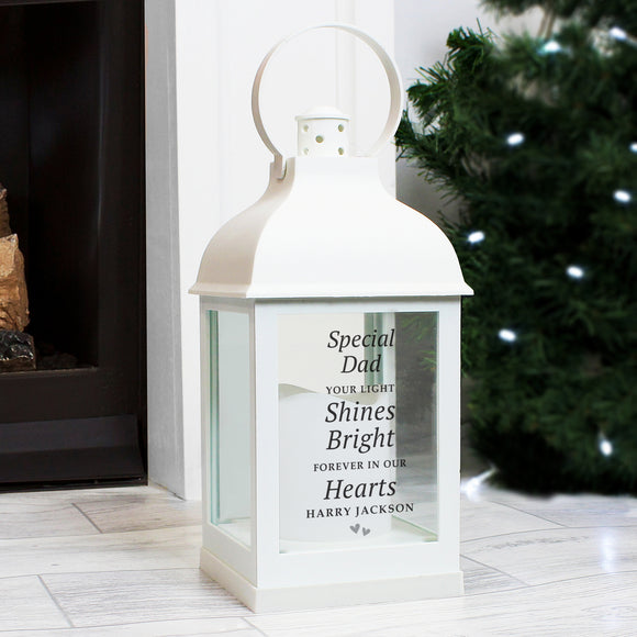 Personalised 'Your Light Shines Bright' White Lantern