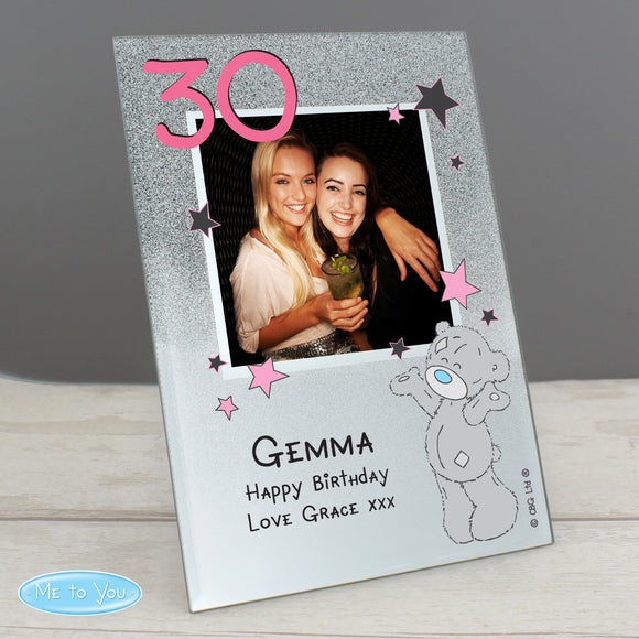 Personalised Me To You Sparkle & Shine 4x4 Glitter Glass Photo Frame