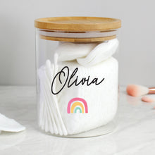 Load image into Gallery viewer, Personalised Rainbow Glass Jar with Bamboo Lid