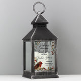 Personalised Robins Appear.. Memorial Black Lantern