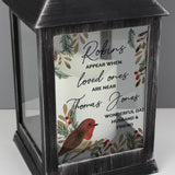 Personalised Robins Appear.. Memorial Black Lantern