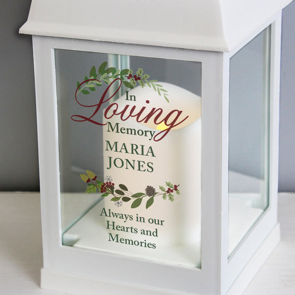 Personalised In Loving Memory White Lantern