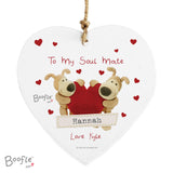 Personalised Boofle Shared Heart Wooden Heart Decoration