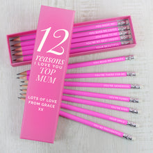 Load image into Gallery viewer, Personalised 12 Reasons Why I Love You Box and 12 HB Pencils