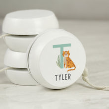 Load image into Gallery viewer, Personalised Animal Alphabet White Wooden Yoyo