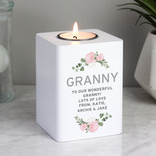 Load image into Gallery viewer, Personalised Abstract Rose White Wooden Tea light Holder