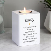 Load image into Gallery viewer, Personalised Free Text White Wooden Tea light Holder