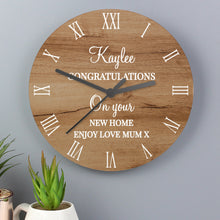 Load image into Gallery viewer, Personalised Free Text Wood Effect Clock