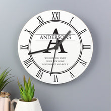 Load image into Gallery viewer, Personalised Family Name &amp; Initial Wooden Clock