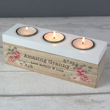 Load image into Gallery viewer, Personalised Floral Watercolour Triple Tealight Box