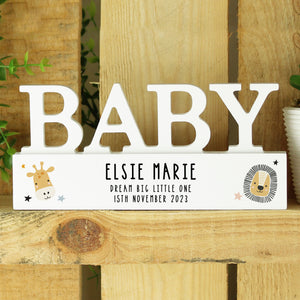 Personalised Jungle Animals Wooden Baby Ornament