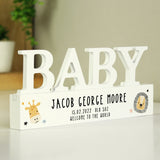 Personalised Jungle Animals Wooden Baby Ornament