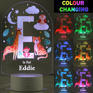 Personalised Animal Alphabet LED Colour Changing Night Light