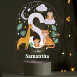 Personalised Animal Alphabet LED Colour Changing Night Light