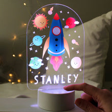 Load image into Gallery viewer, Personalised Space Rocket LED Colour Changing Night Light