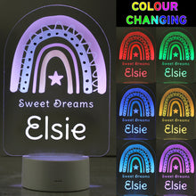 Load image into Gallery viewer, Personalised Pink Rainbow LED Colour Changing Night Light