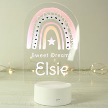 Load image into Gallery viewer, Personalised Pink Rainbow LED Colour Changing Night Light