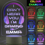 Personalised Pink Gaming LED Colour Changing Night Light